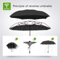 OEM Amazon 12Ribs Inverted Dach Windproof automatisch faltungsvolle Regenschirm Auto Reverse -Regenschirm mit Lederette